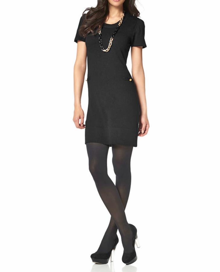 Chillytime Damen Strickkleid, schwarz