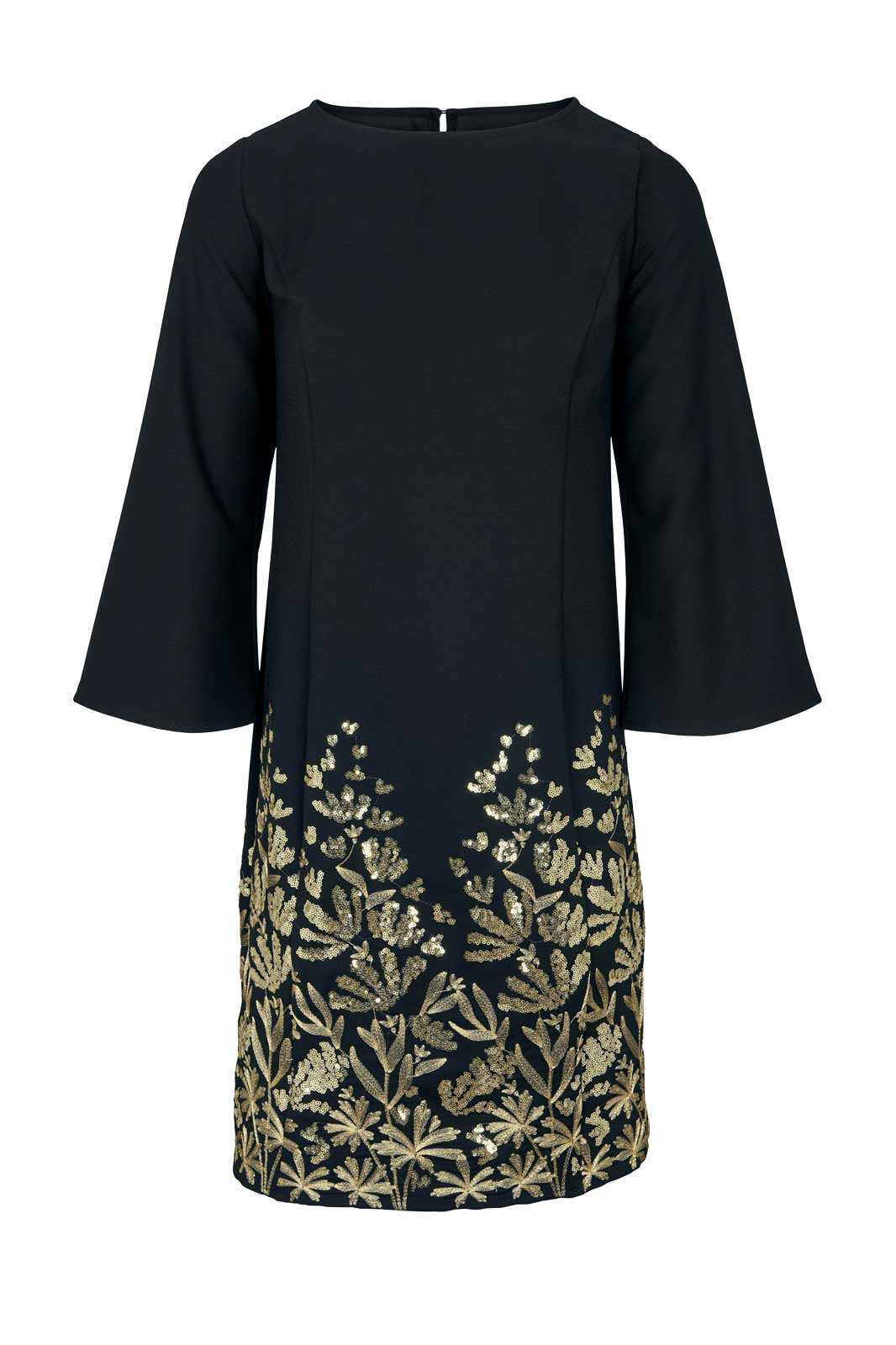 HEINE Damen Kleid m. Pailletten, schwarz-goldfarben