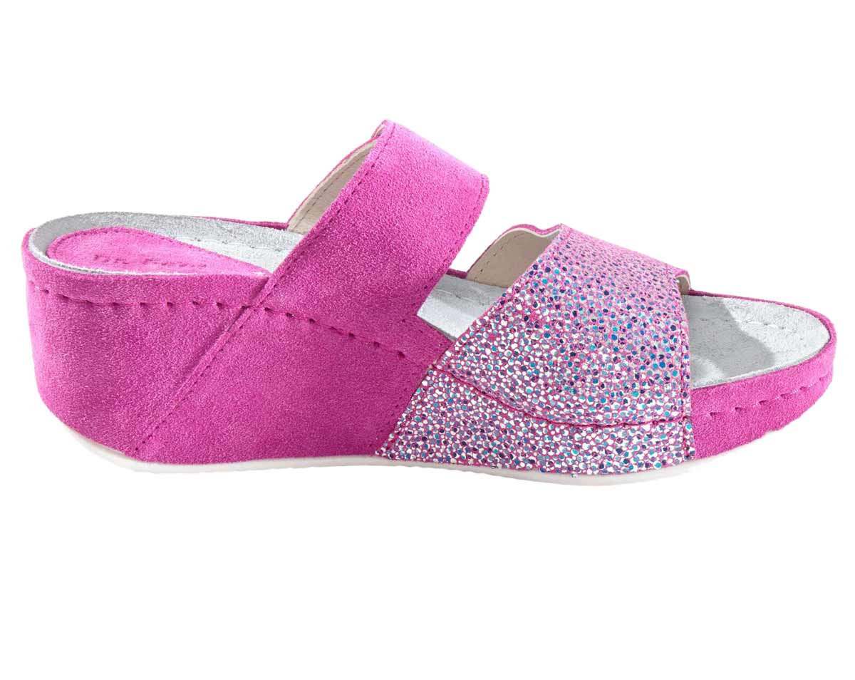 Dr. Feet Damen Veloursleder-Hausschuhe, pink