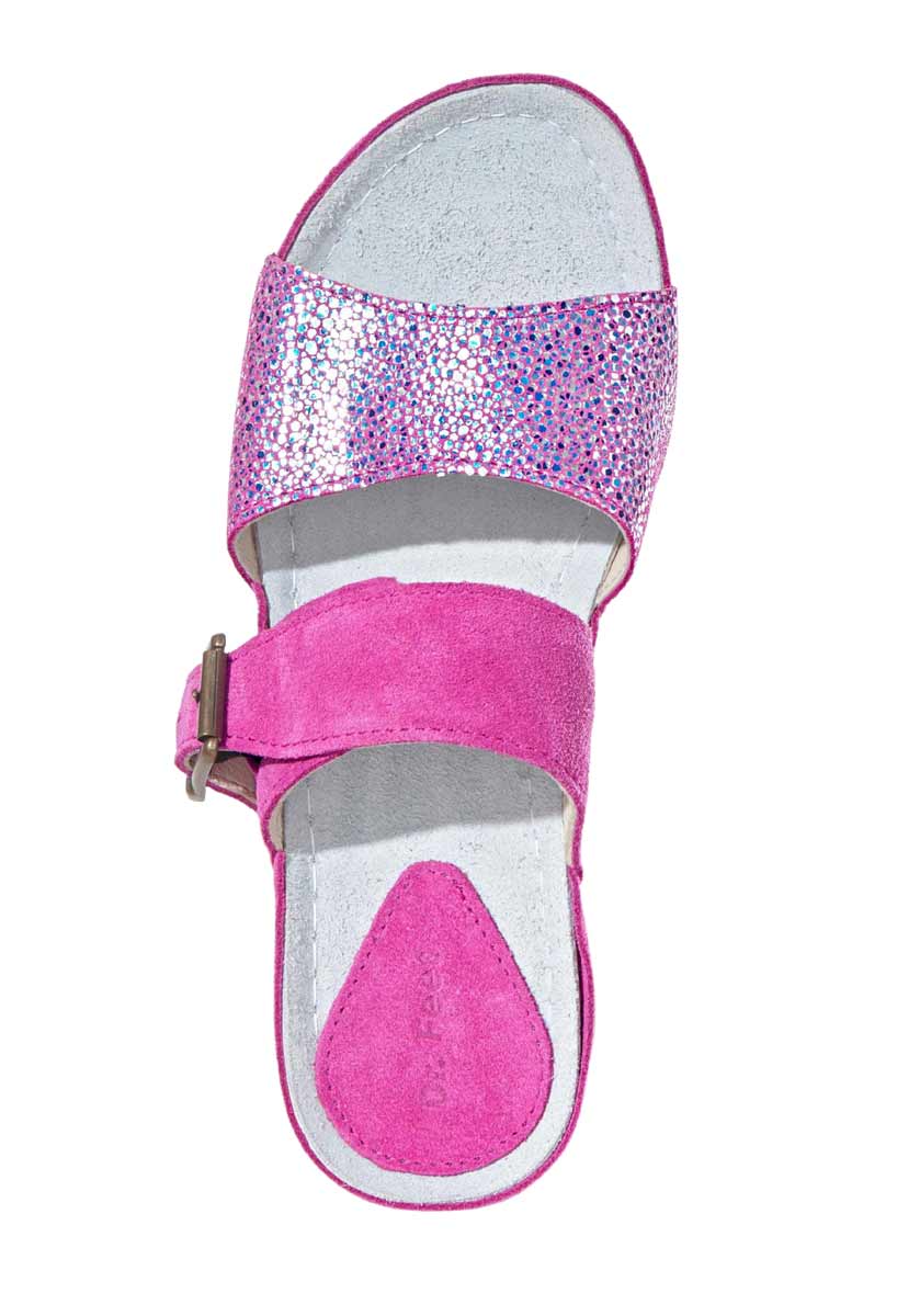Dr. Feet Damen Veloursleder-Hausschuhe, pink