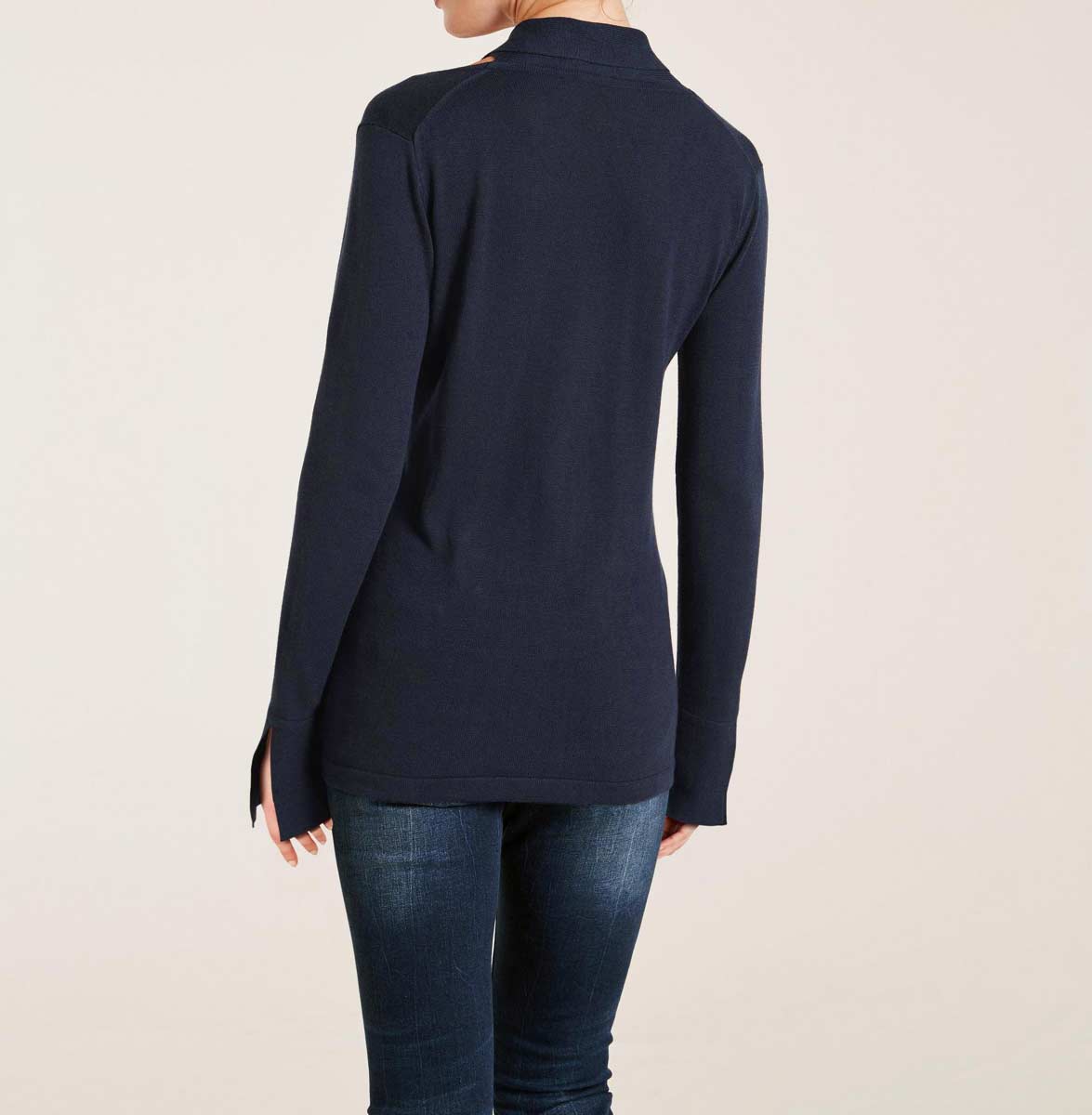 Heine Damen Pullover mit Schluppe, marine