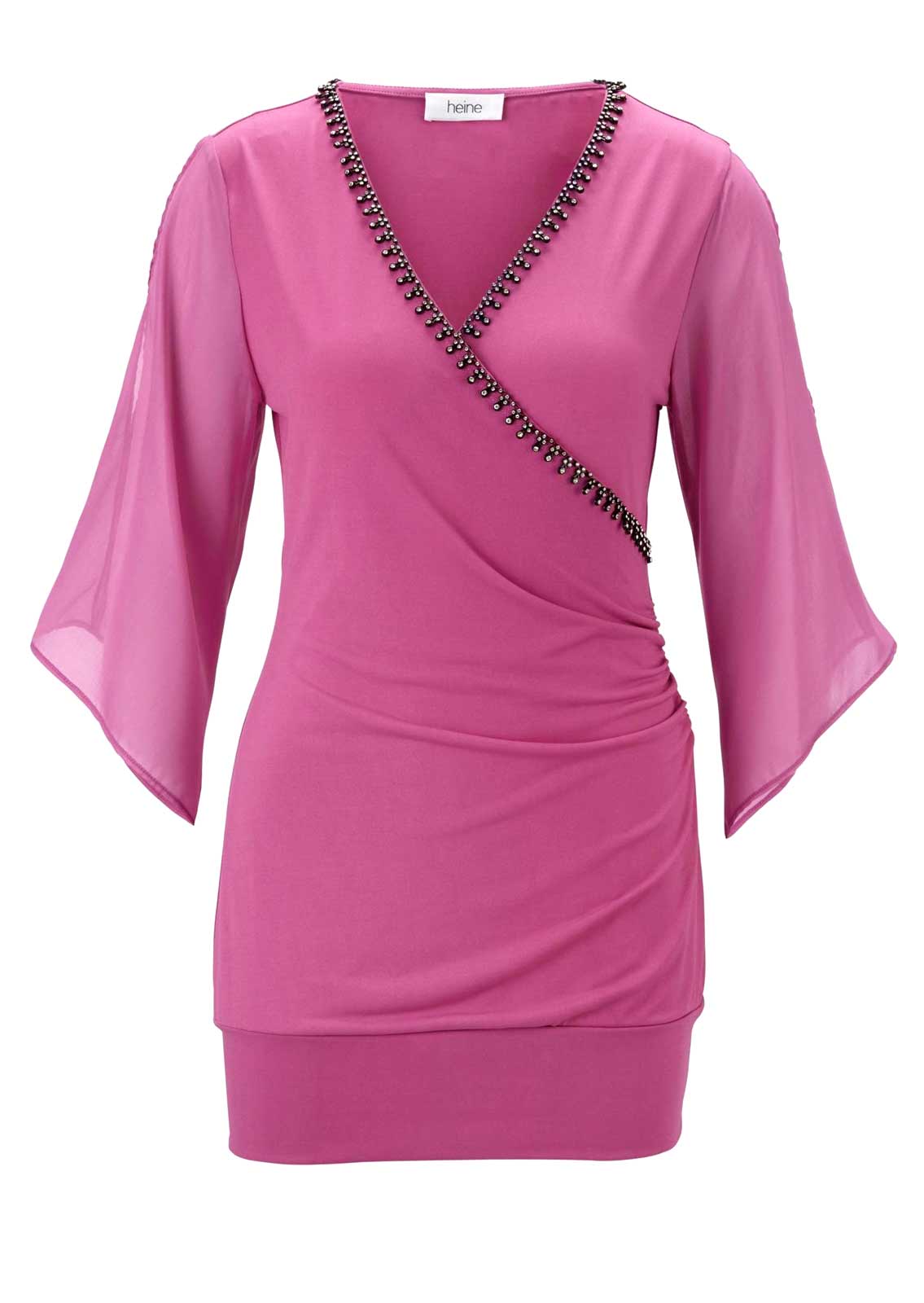 HEINE Damen Jersey-Longshirt mit Strass, himbeere