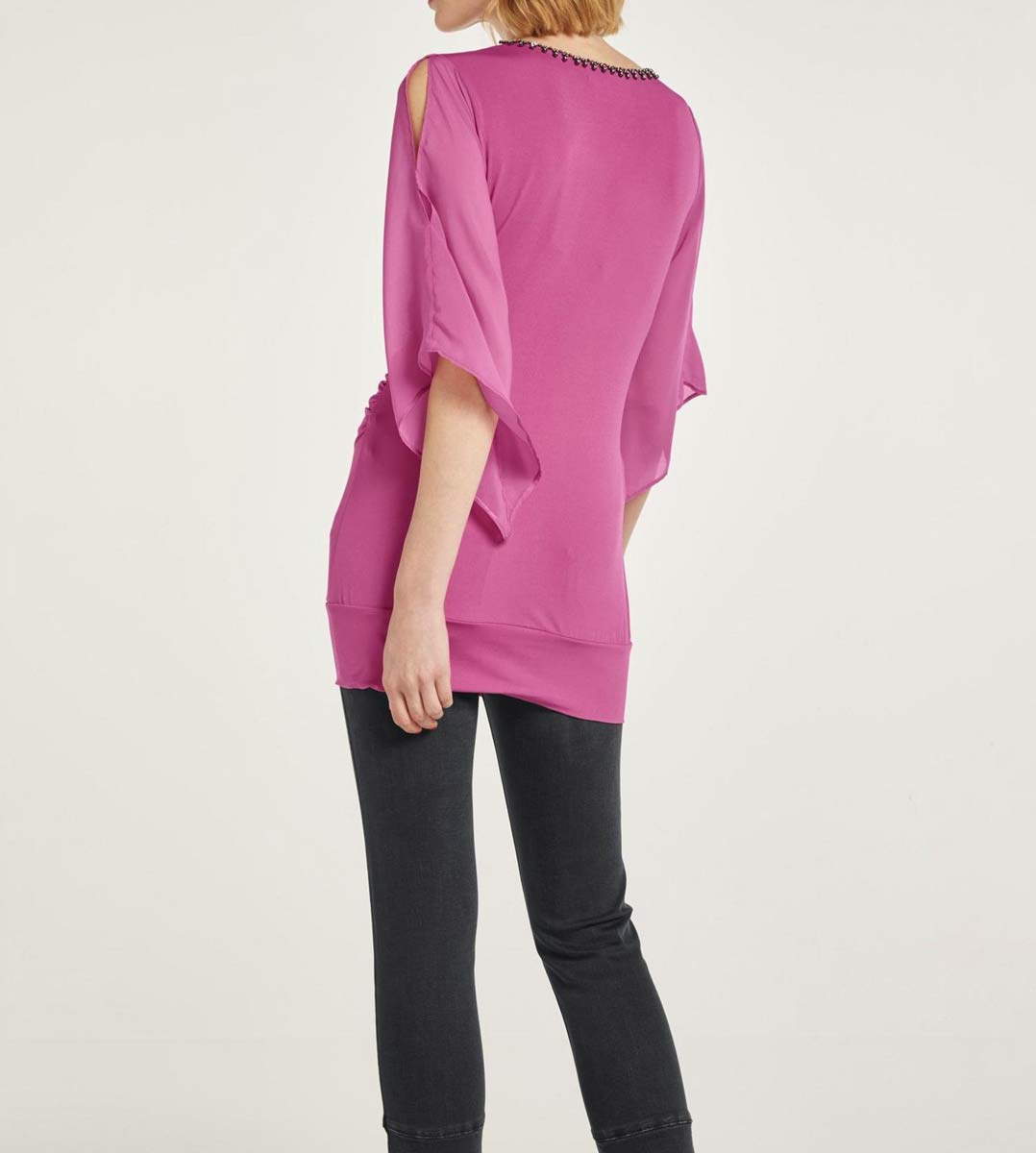 HEINE Damen Jersey-Longshirt mit Strass, himbeere