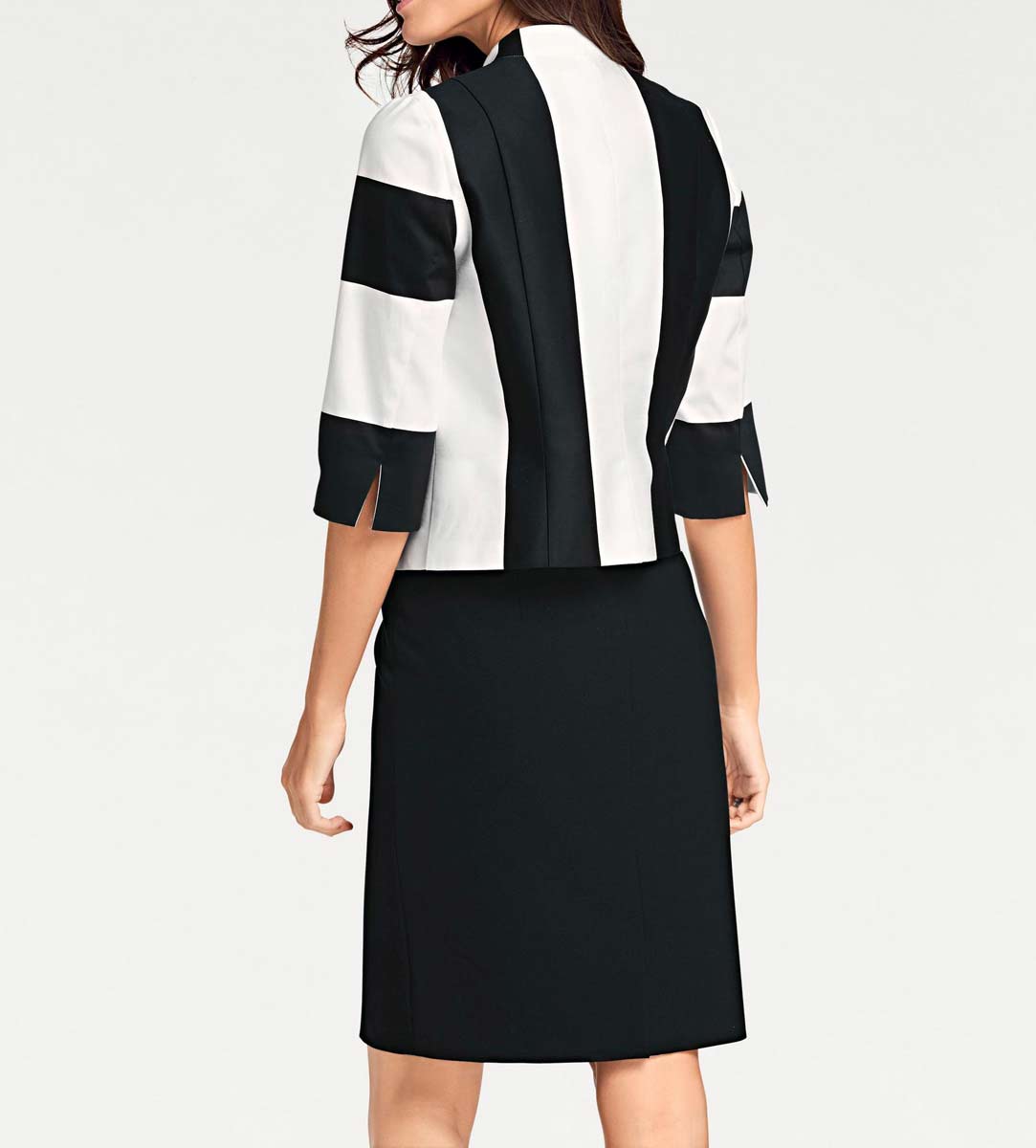 Patrizia Dini Damen Designer-Kurzjacke, schwarz-offwhite