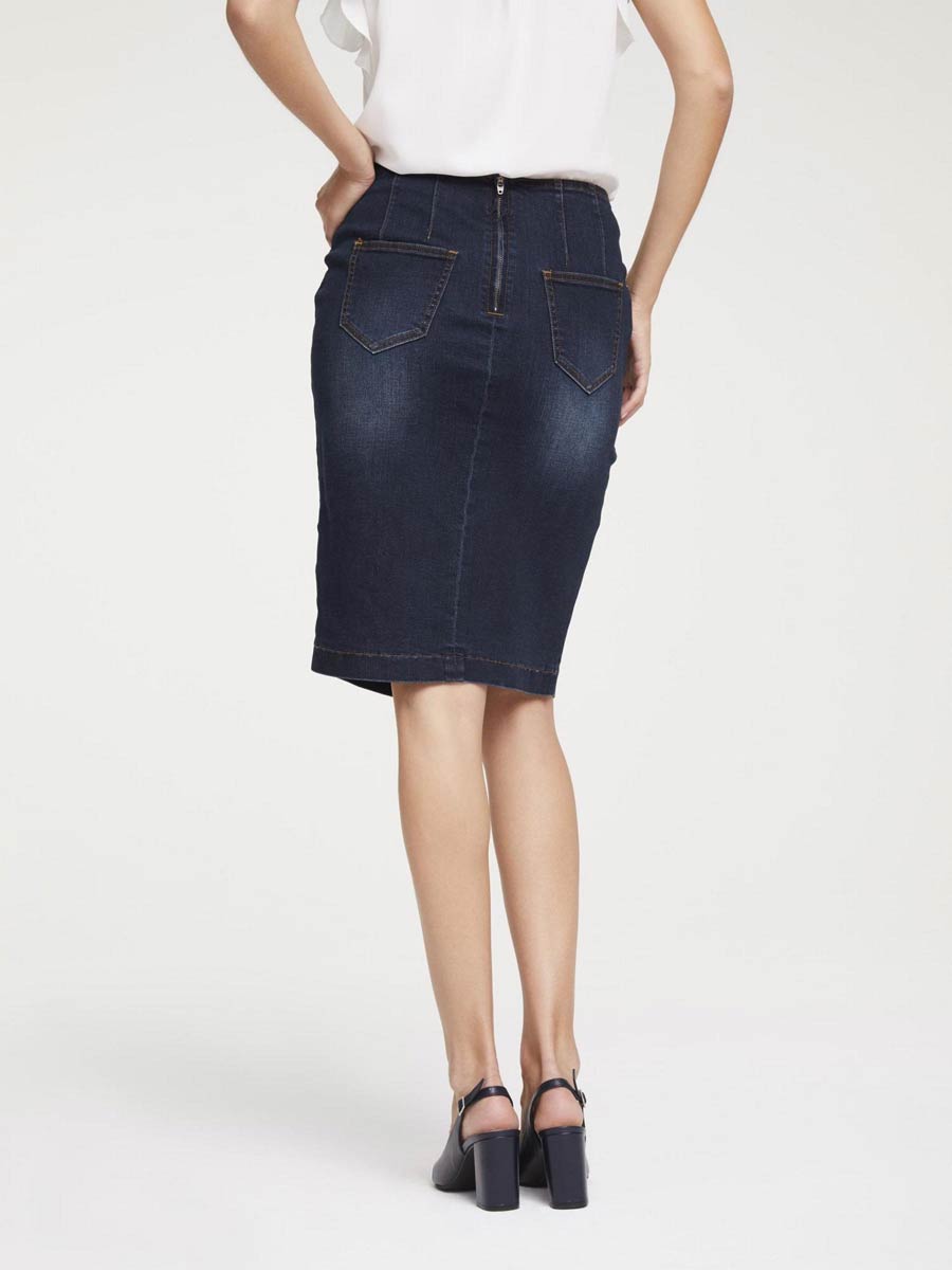 HEINE Damen Jeansrock, dunkelblau