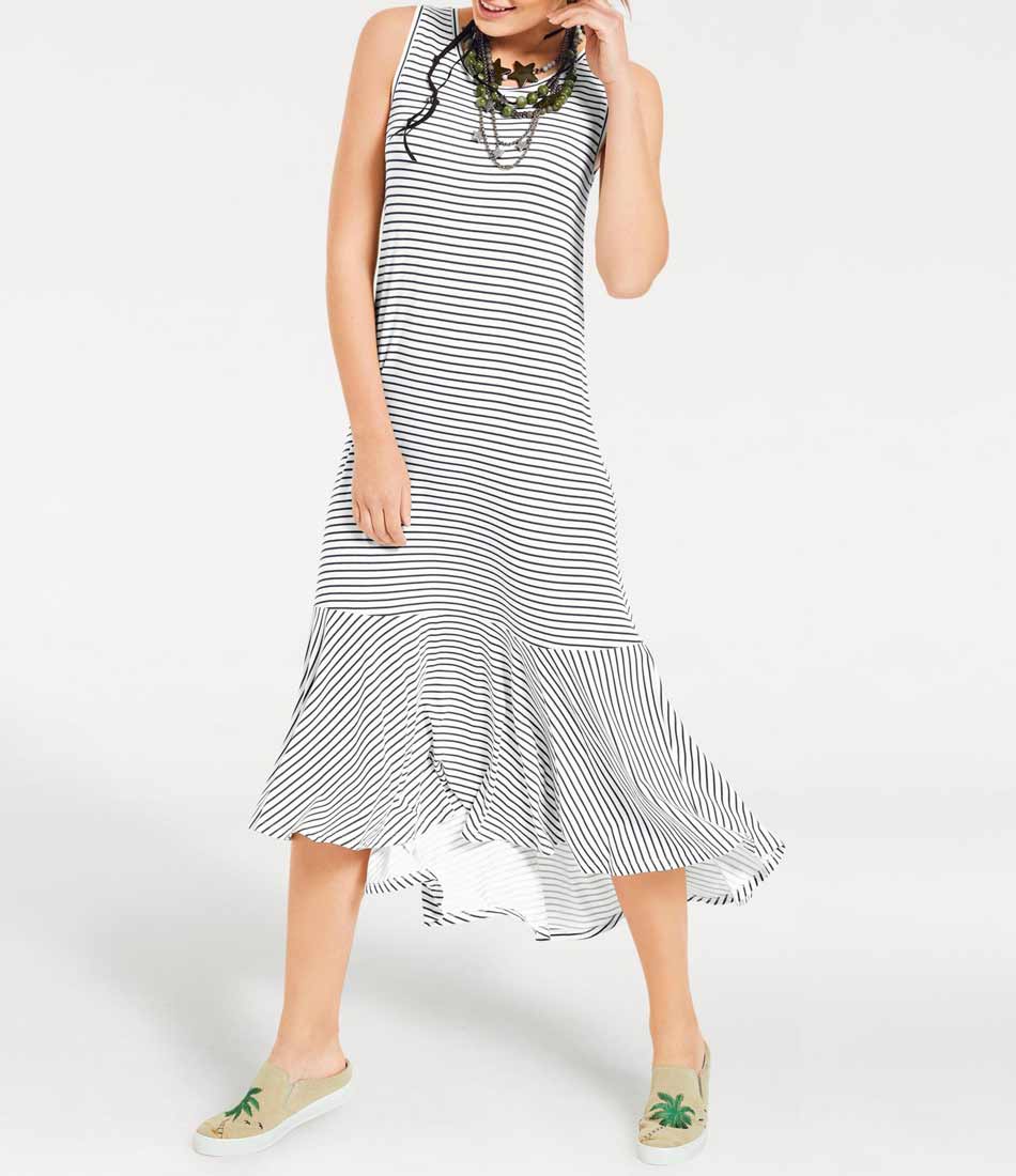 Heine - Best Connections Damen Jerseykleid, marine-weiß