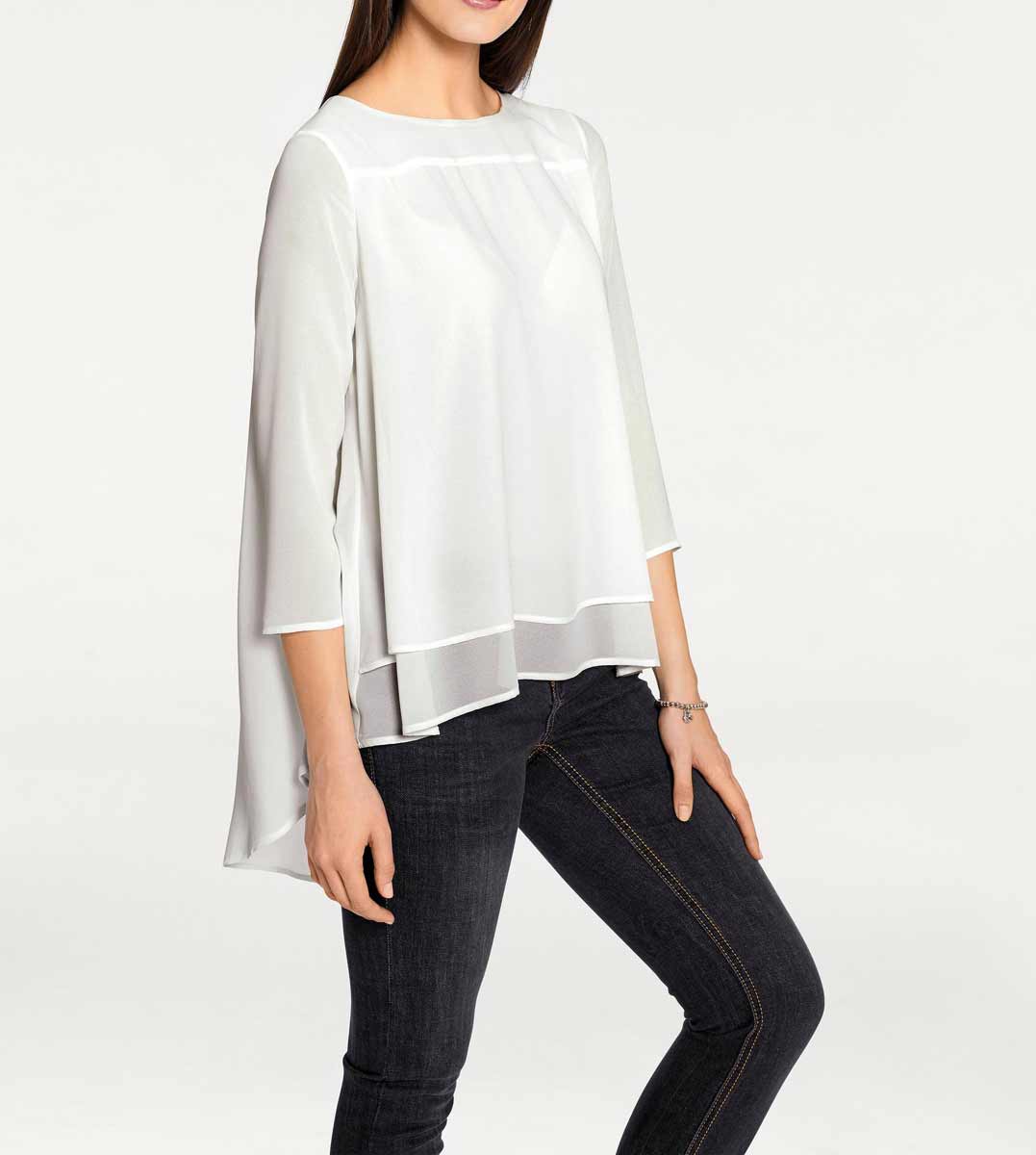 Patrizia Dini Damen Designer-Chiffonbluse, offwhite