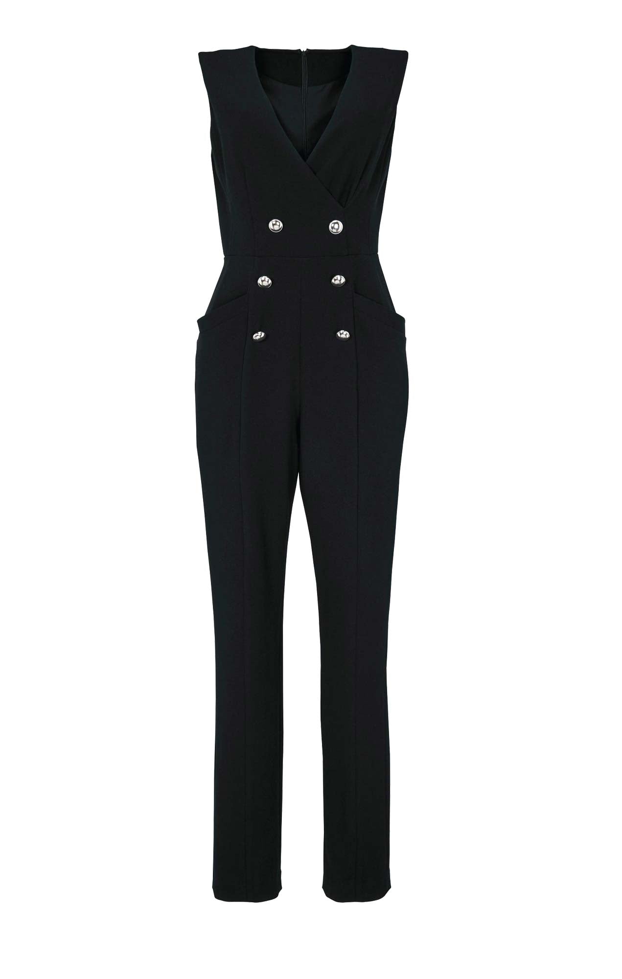 Ashley Brooke Damen Designer-Overall mit Zierknöpfen, schwarz