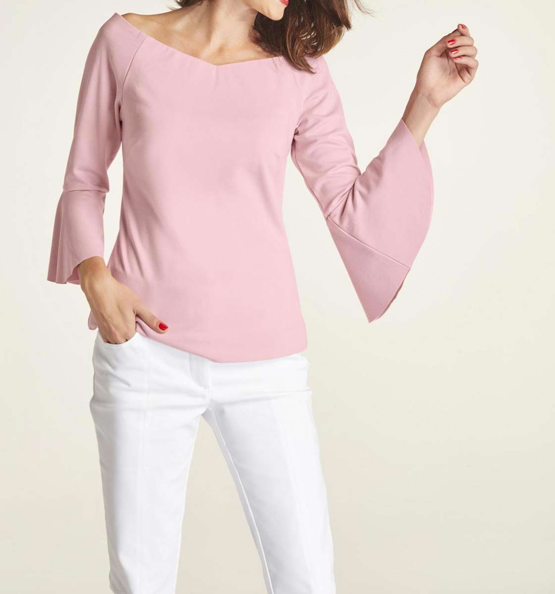 HEINE Damen Blusenshirt m. Volants, altrosé