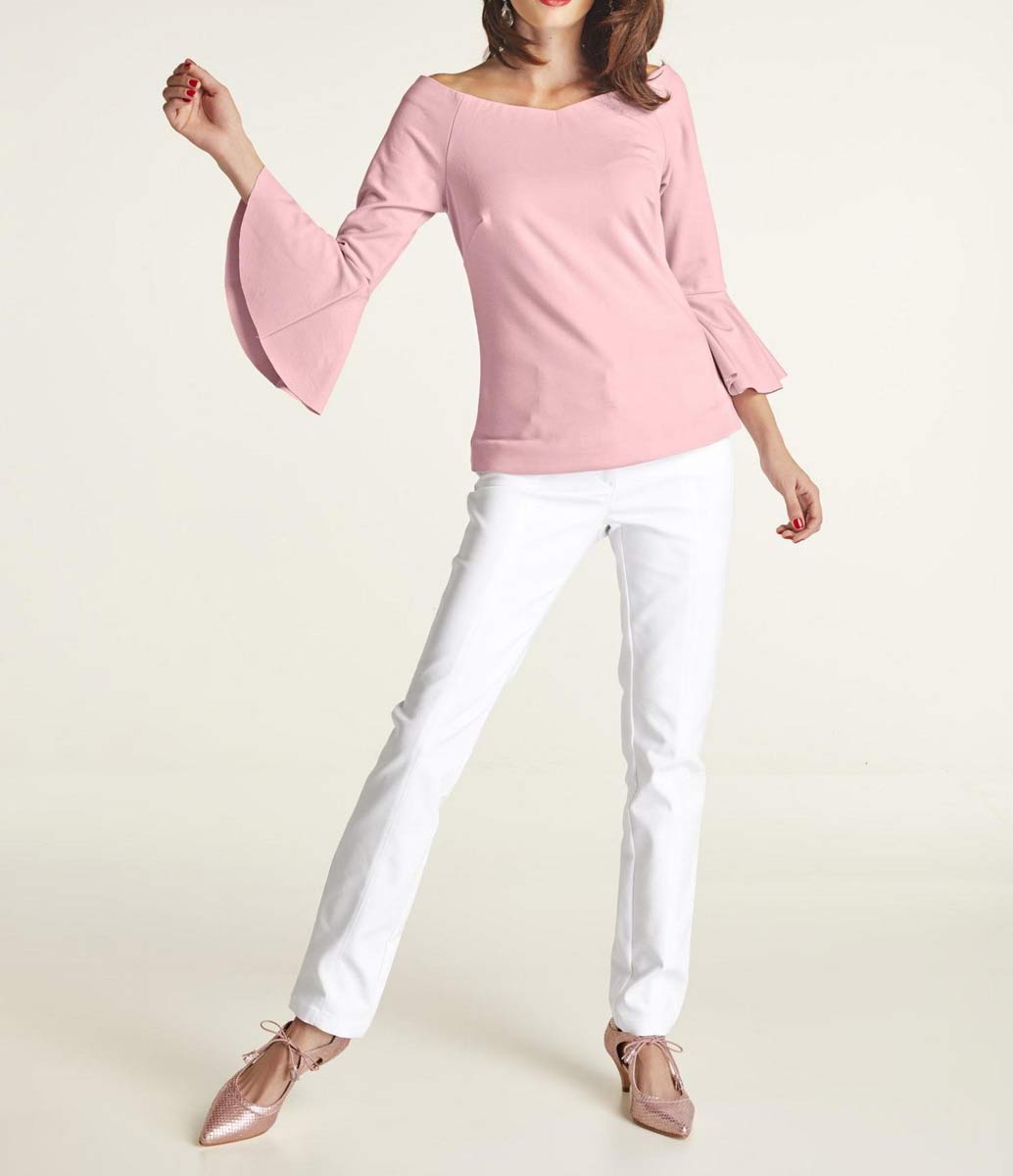 HEINE Damen Blusenshirt m. Volants, altrosé