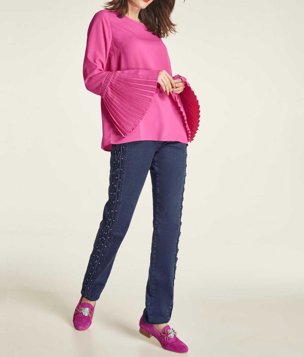 Heine Damen Bluse mit Volants, himbeere