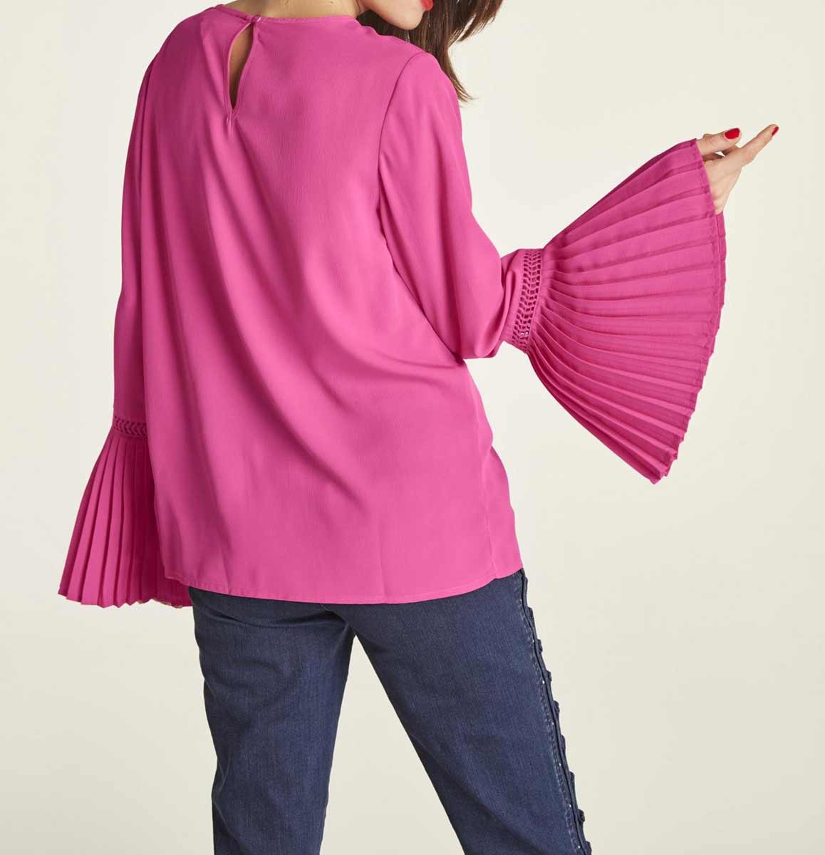 Heine Damen Bluse mit Volants, himbeere