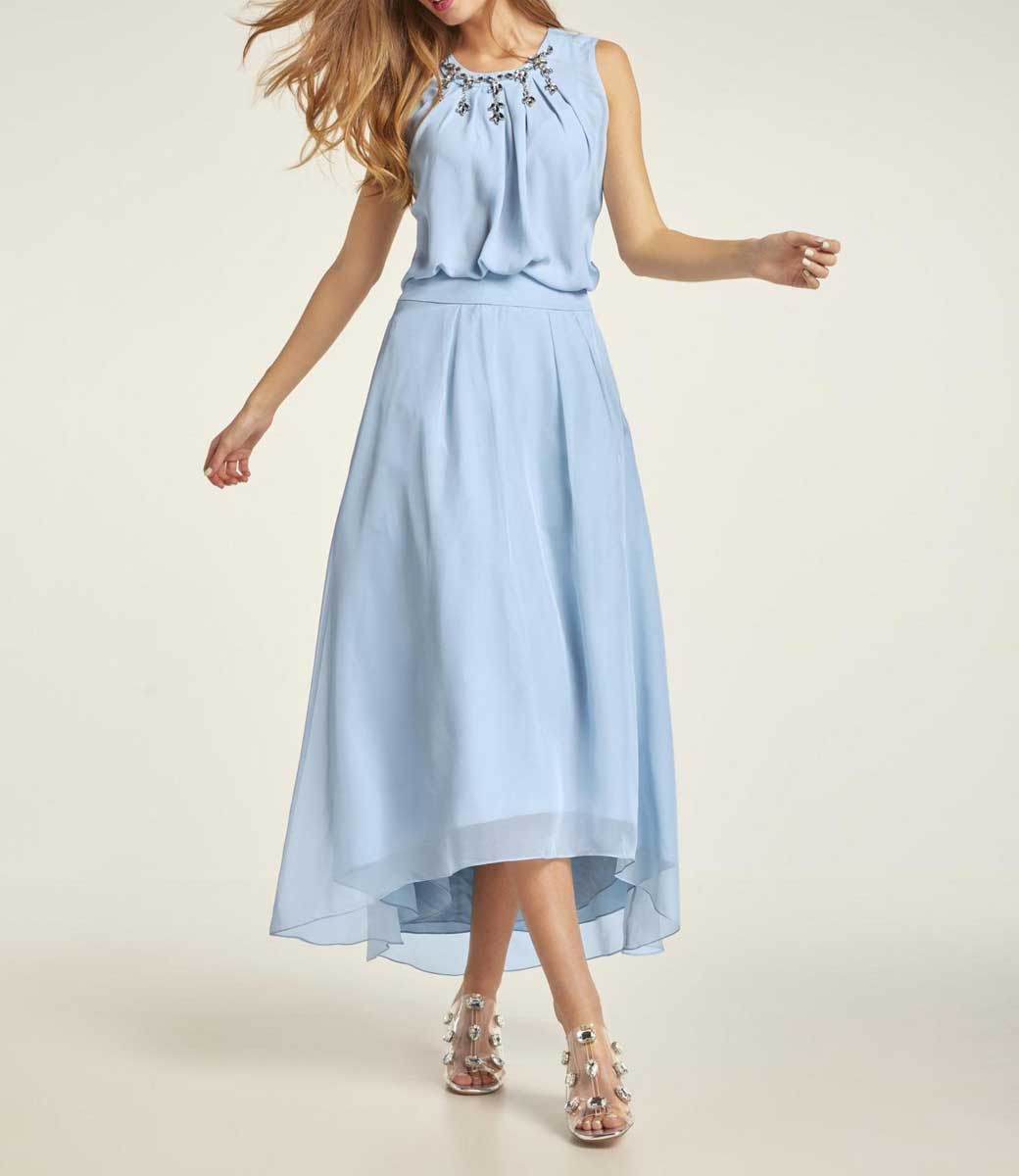HEINE Damen Blusentop mit Strass, blau