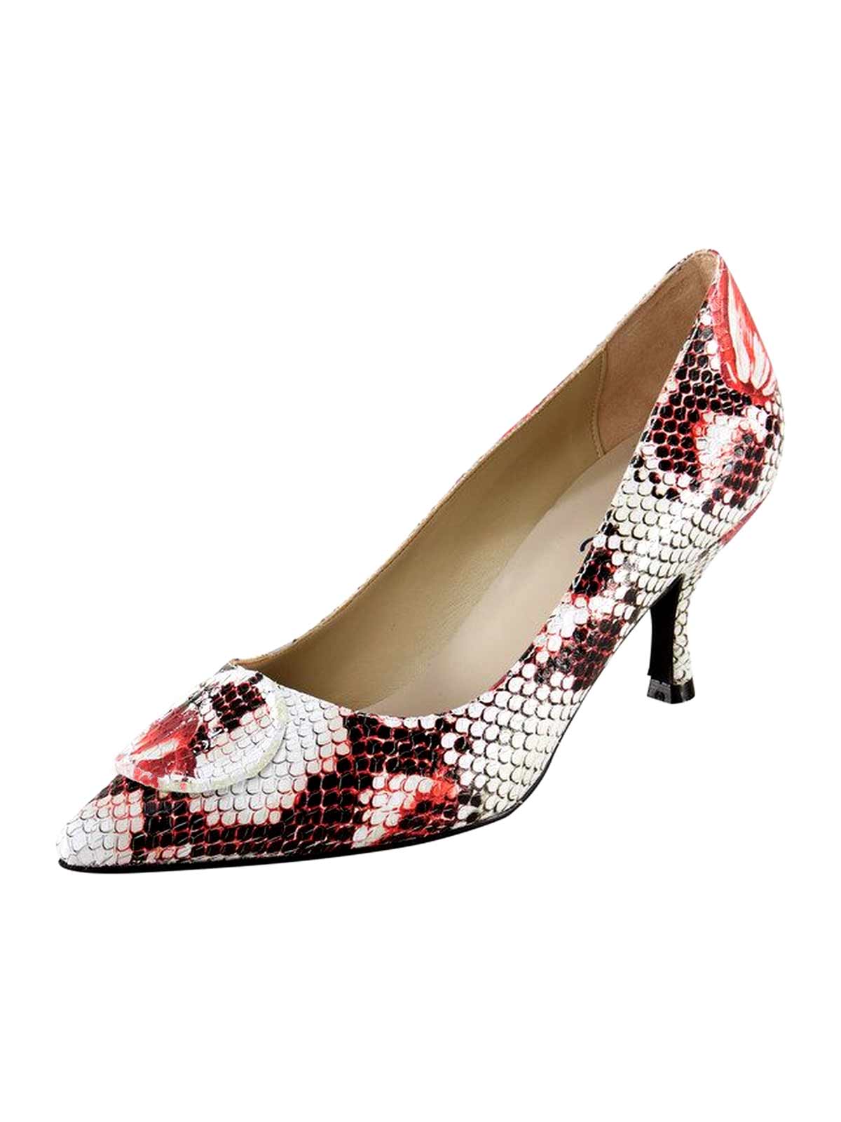 HEINE Damen Lederpumps, ecru-rot