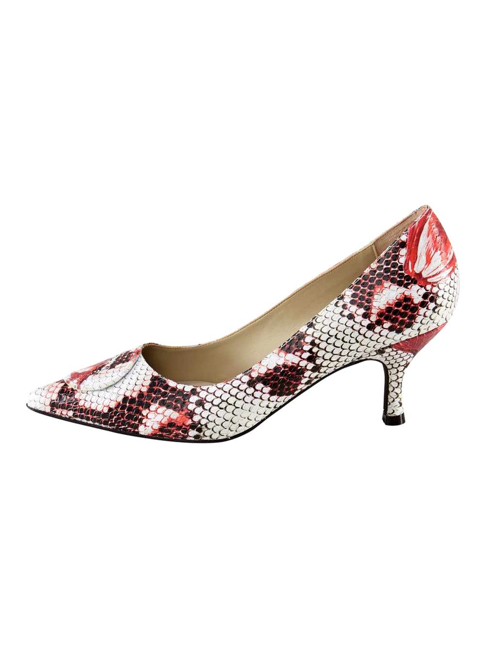 HEINE Damen Lederpumps, ecru-rot