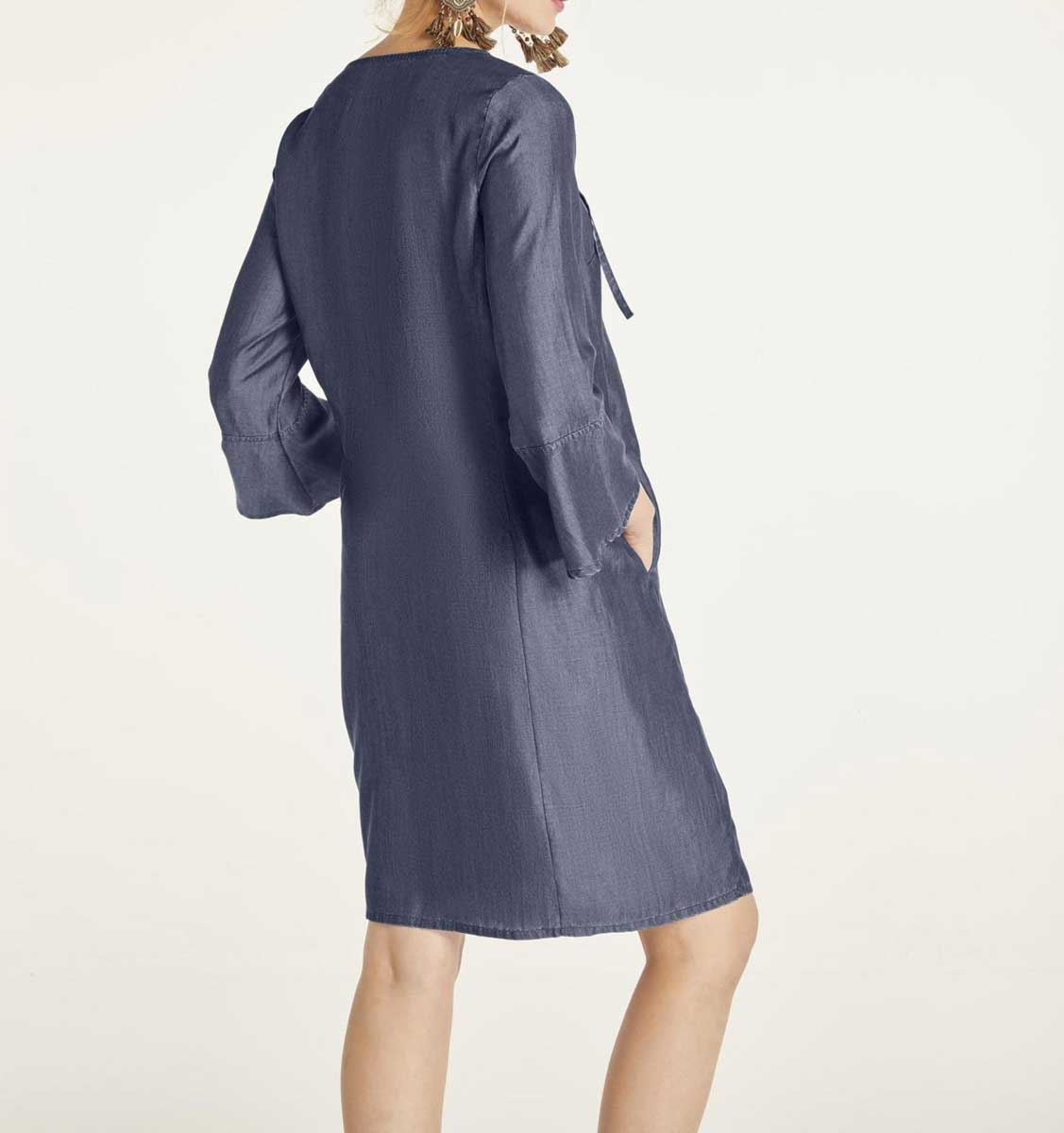Heine Damen Jeanskleid mit Schnürung, blau-denim