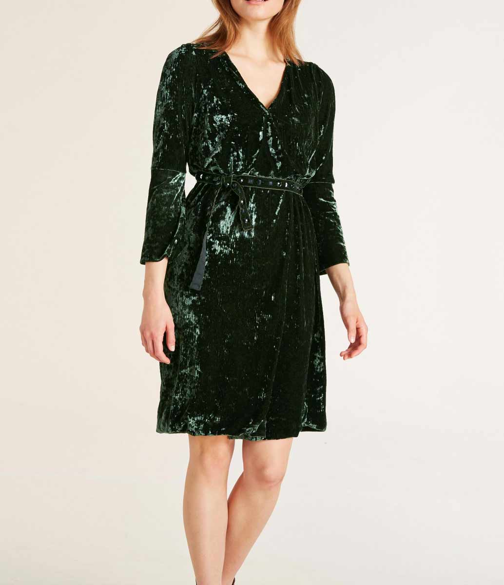 Heine Damen Samtkleid, oliv