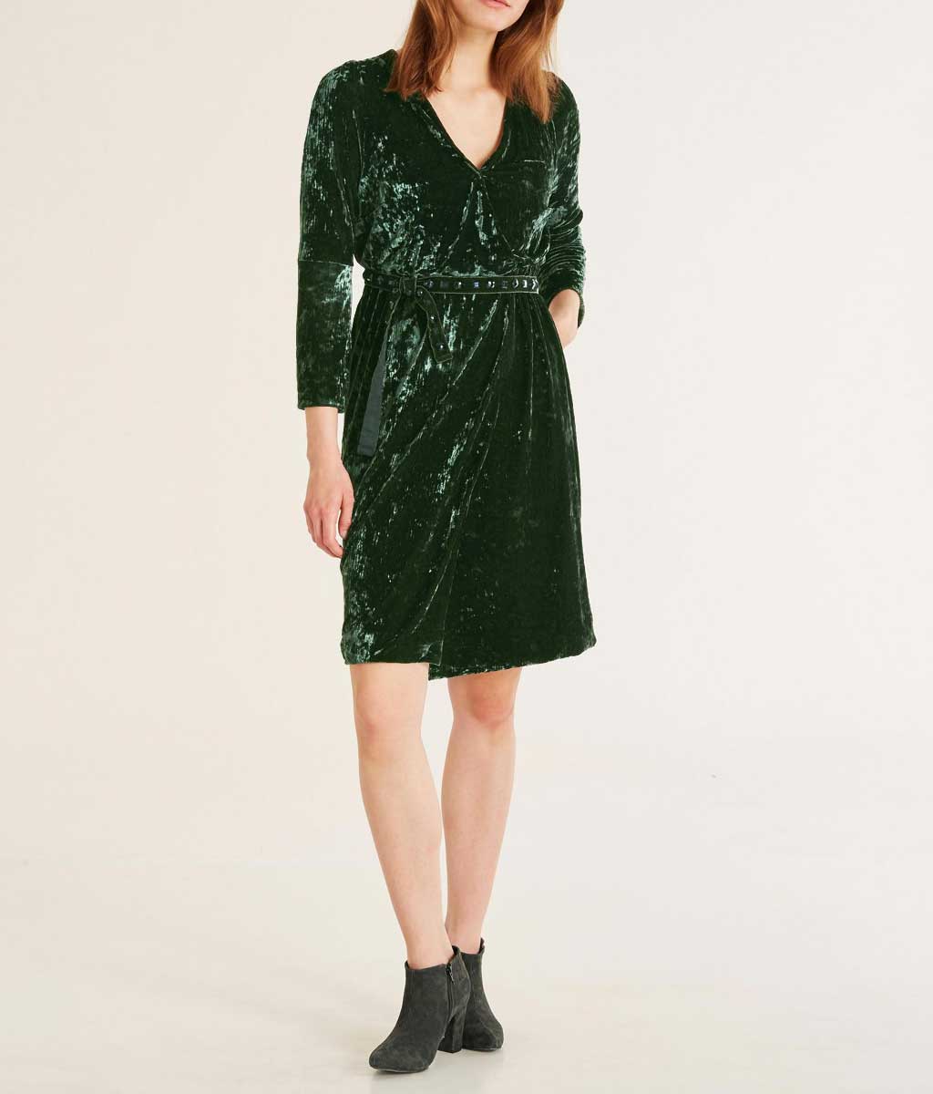 Heine Damen Samtkleid, oliv