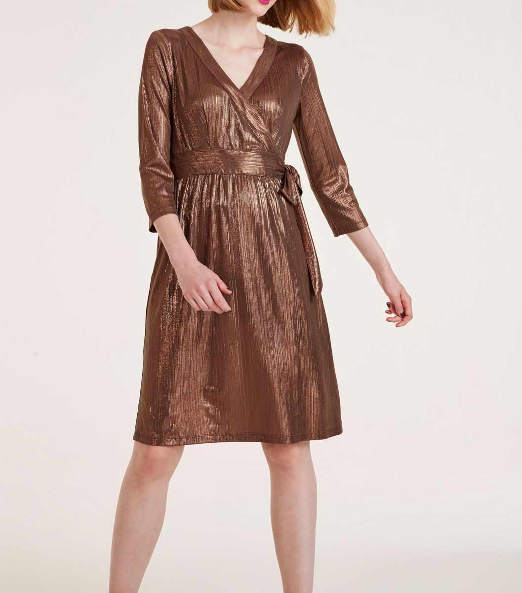 Ashley Brooke Damen Designer-Kleid, braun-metallic