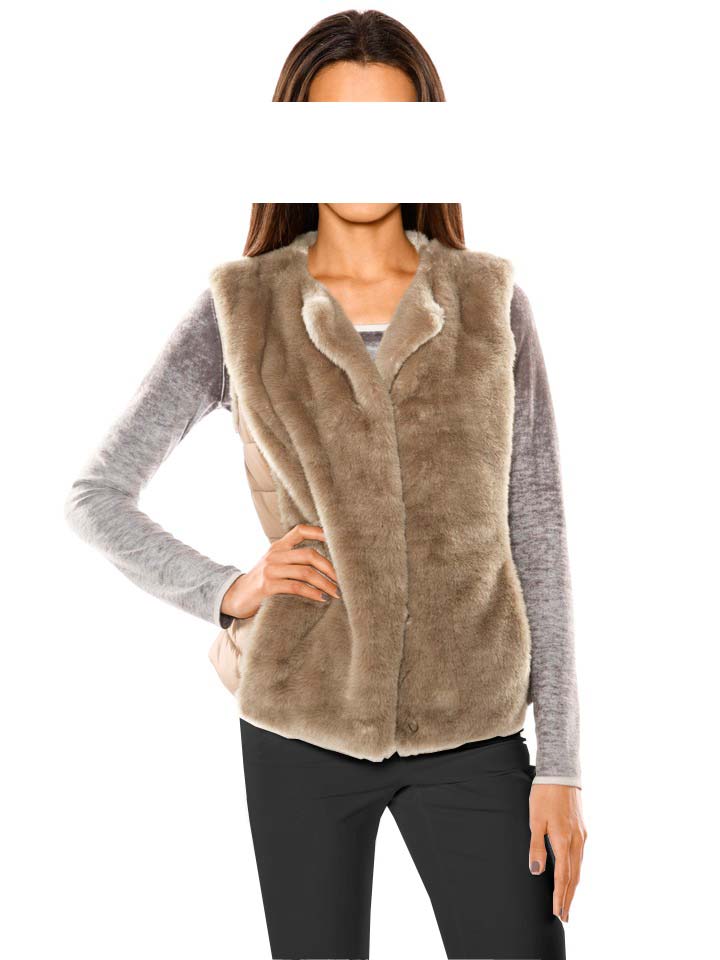 Ashley Brooke Damen Designer-Webpelz-Steppweste, taupe
