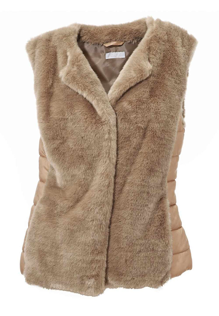 Ashley Brooke Damen Designer-Webpelz-Steppweste, taupe