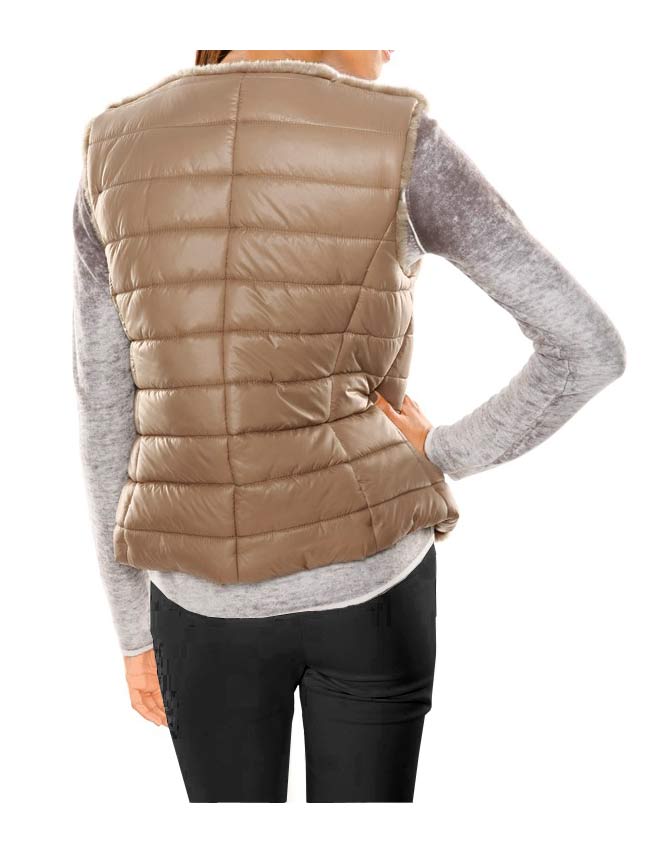 Ashley Brooke Damen Designer-Webpelz-Steppweste, taupe