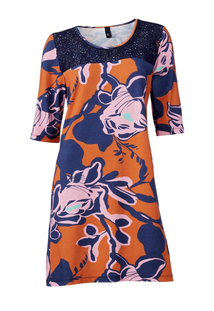 Heine - Best Connections Damen Kleid mit Spitze, orange-blau