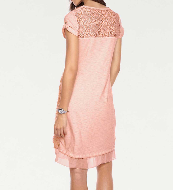 Linea Tesini Damen Designer-Patchkleid mit Pailletten, apricot