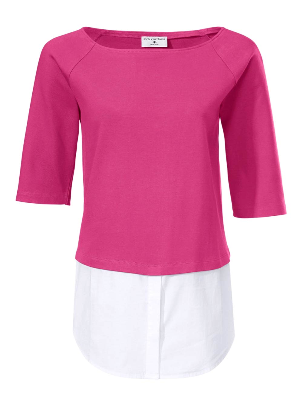 Rick Cardona Damen Designer-Pullover-2-in-1, pink-weiß