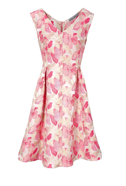 ASHLEY BROOKE Damen Designer-Jacquardkleid, creme-rosé