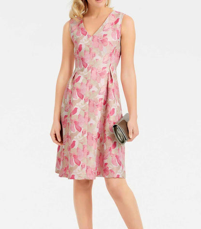 ASHLEY BROOKE Damen Designer-Jacquardkleid, creme-rosé