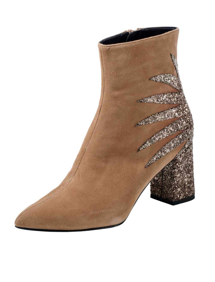 Heine Damen Damen-Veloursleder-Stiefelette, camel