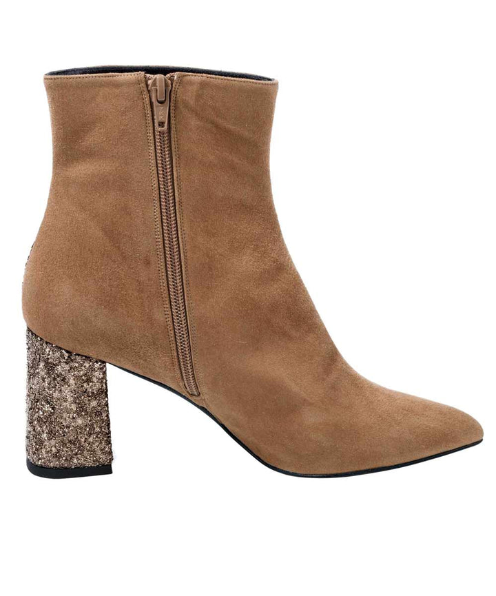 Heine Damen Damen-Veloursleder-Stiefelette, camel