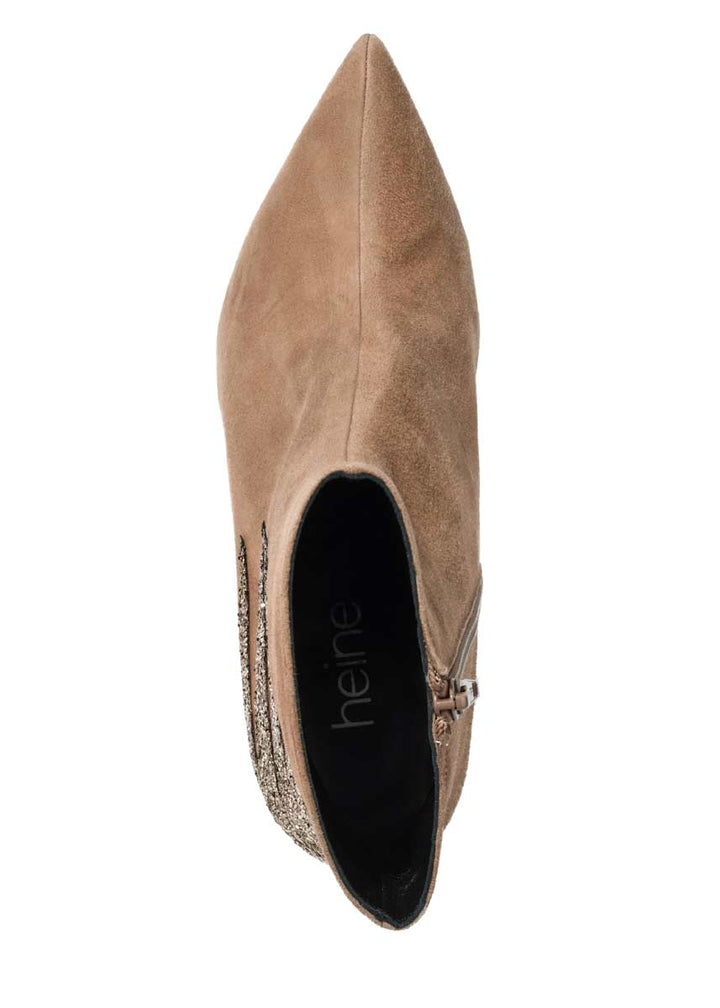 Heine Damen Damen-Veloursleder-Stiefelette, camel