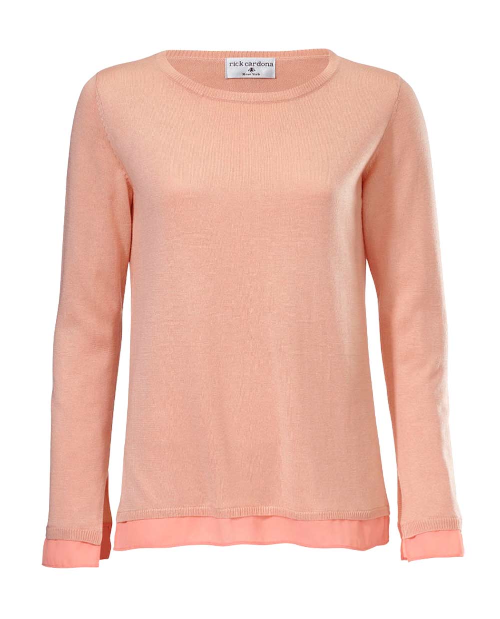 Rick Cardona Damen Designer-Pullover mit Chiffon, lachs