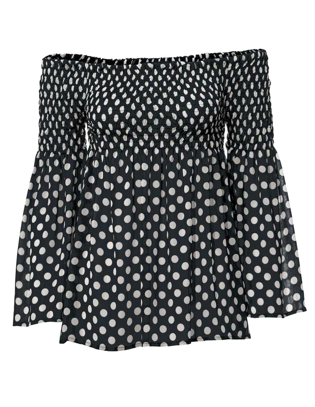 Patrizia Dini Damen Designer-Carmenbluse, schwarz-ecru