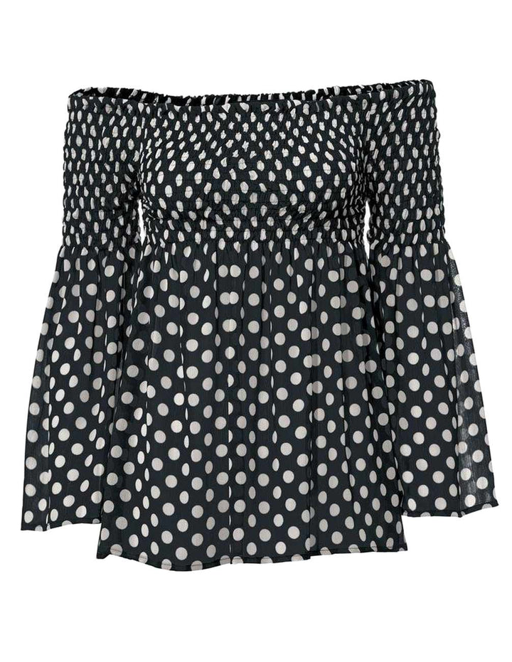 Patrizia Dini Damen Designer-Carmenbluse, schwarz-ecru