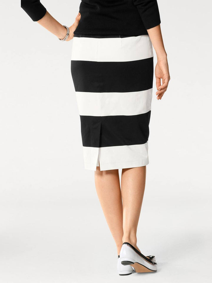 PATRIZIA DINI Damen Designer-Stiftrock, schwarz-offwhite