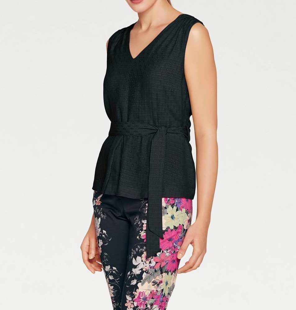 ASHLEY BROOKE Damen Designer-Blusentop, schwarz