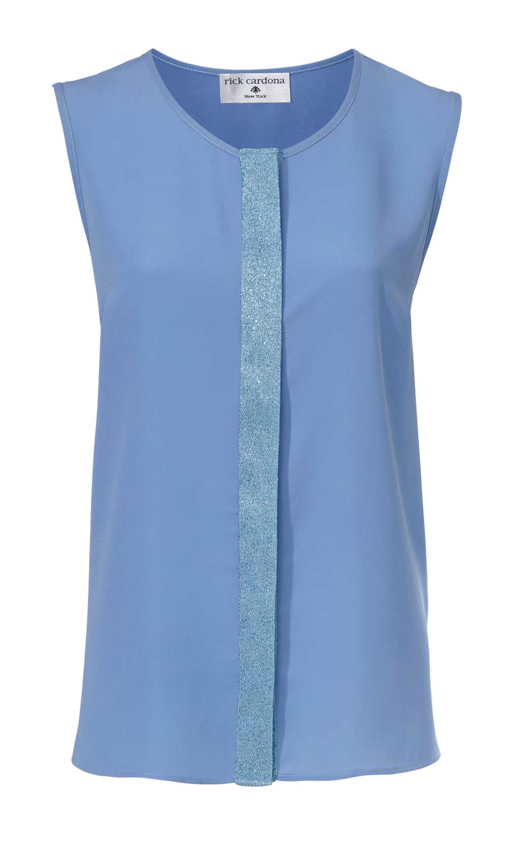 RICK CARDONA Damen Designer-Blusentop, jeansblau