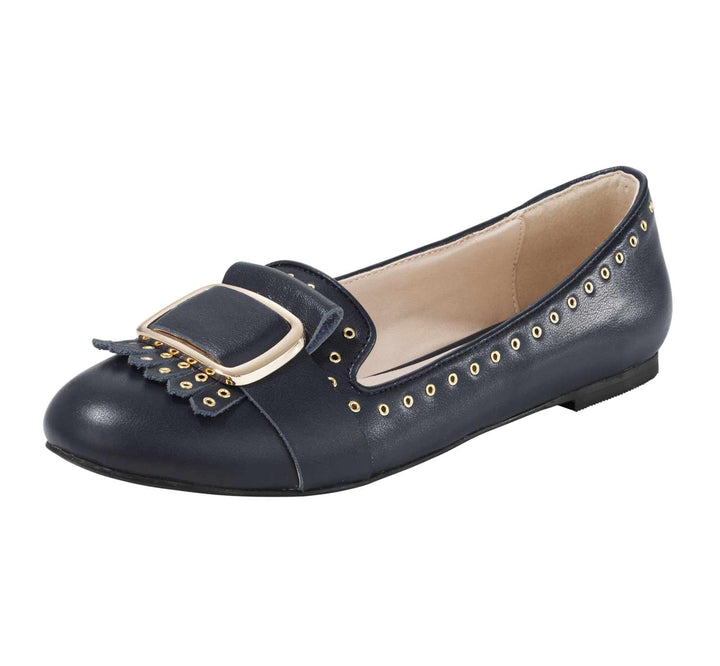 Heine Damen Leder-Ballerina, marine