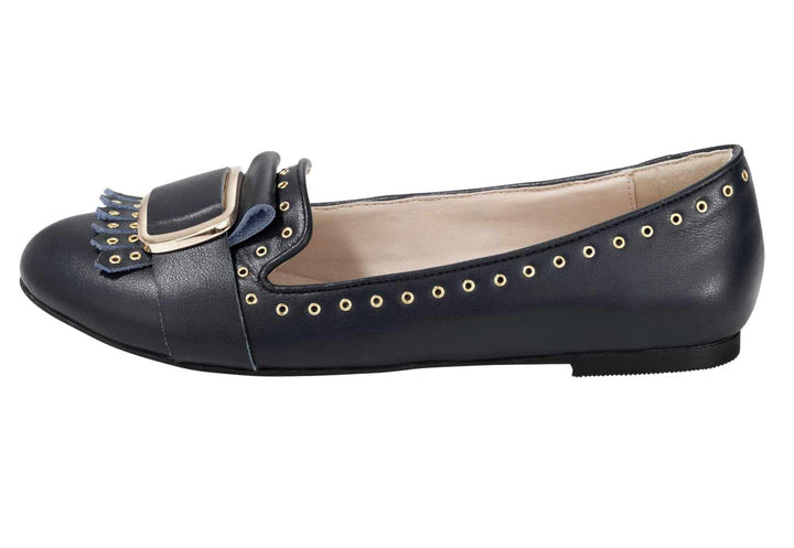 Heine Damen Leder-Ballerina, marine