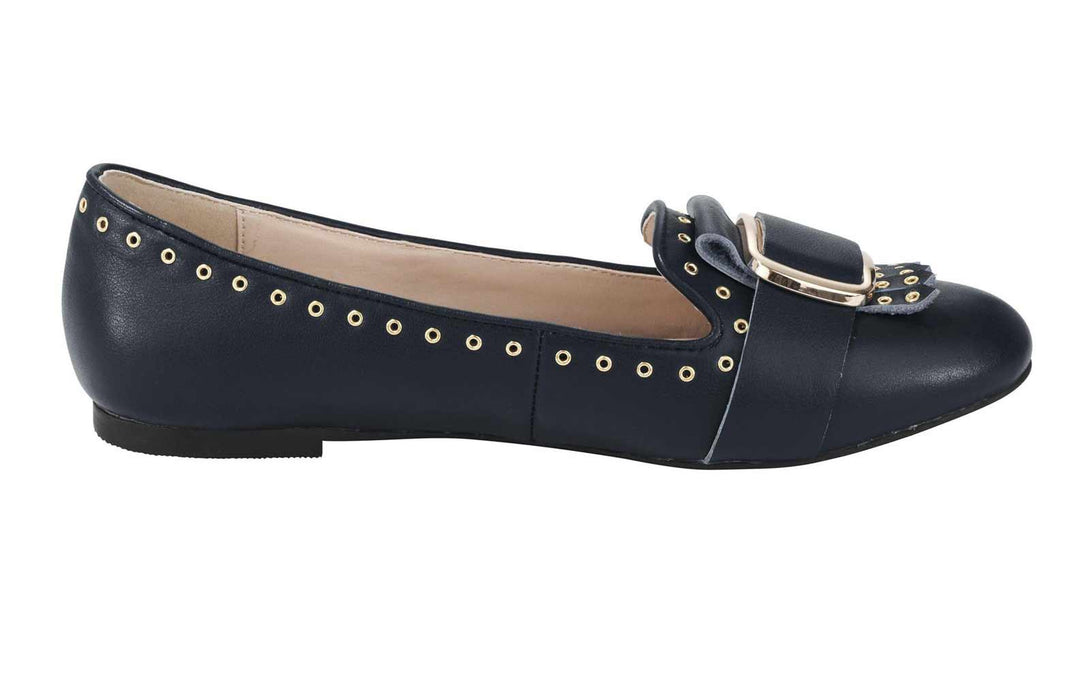 Heine Damen Leder-Ballerina, marine