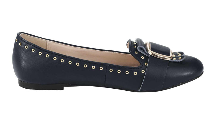 Heine Damen Leder-Ballerina, marine