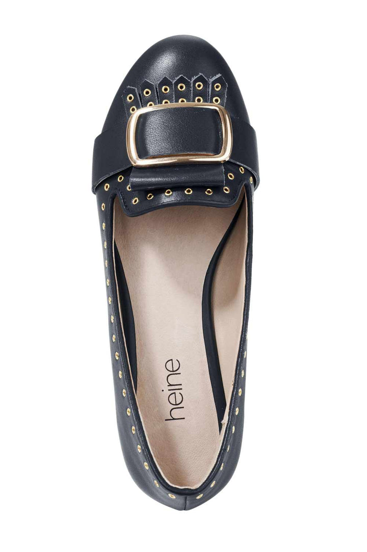 Heine Damen Leder-Ballerina, marine