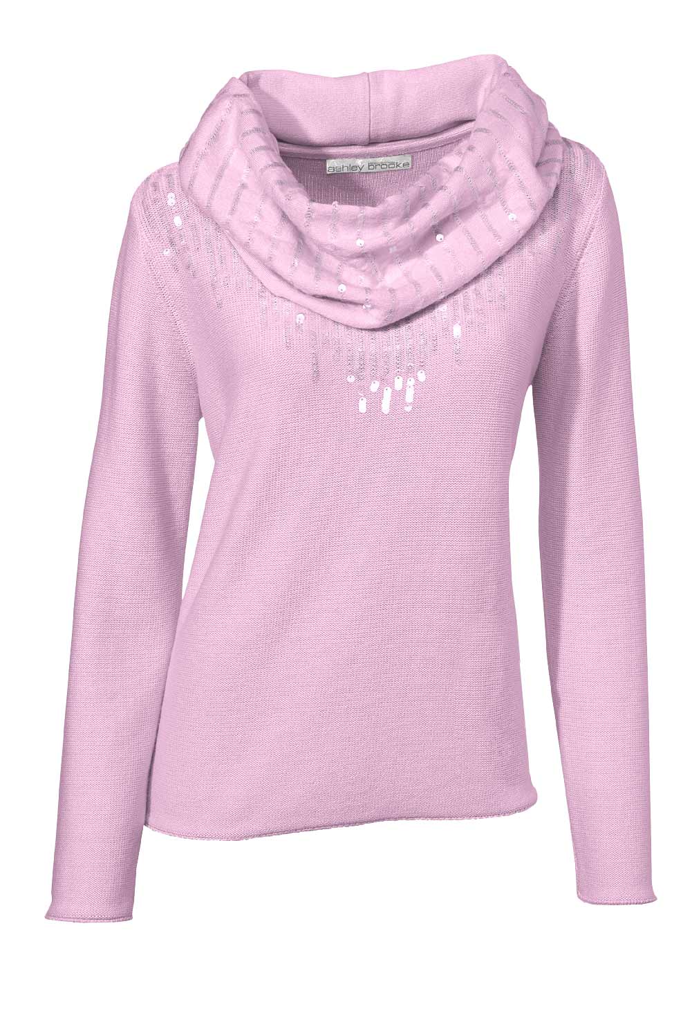 ASHLEY BROOKE Damen Designer-Pullover + Schal, rosé
