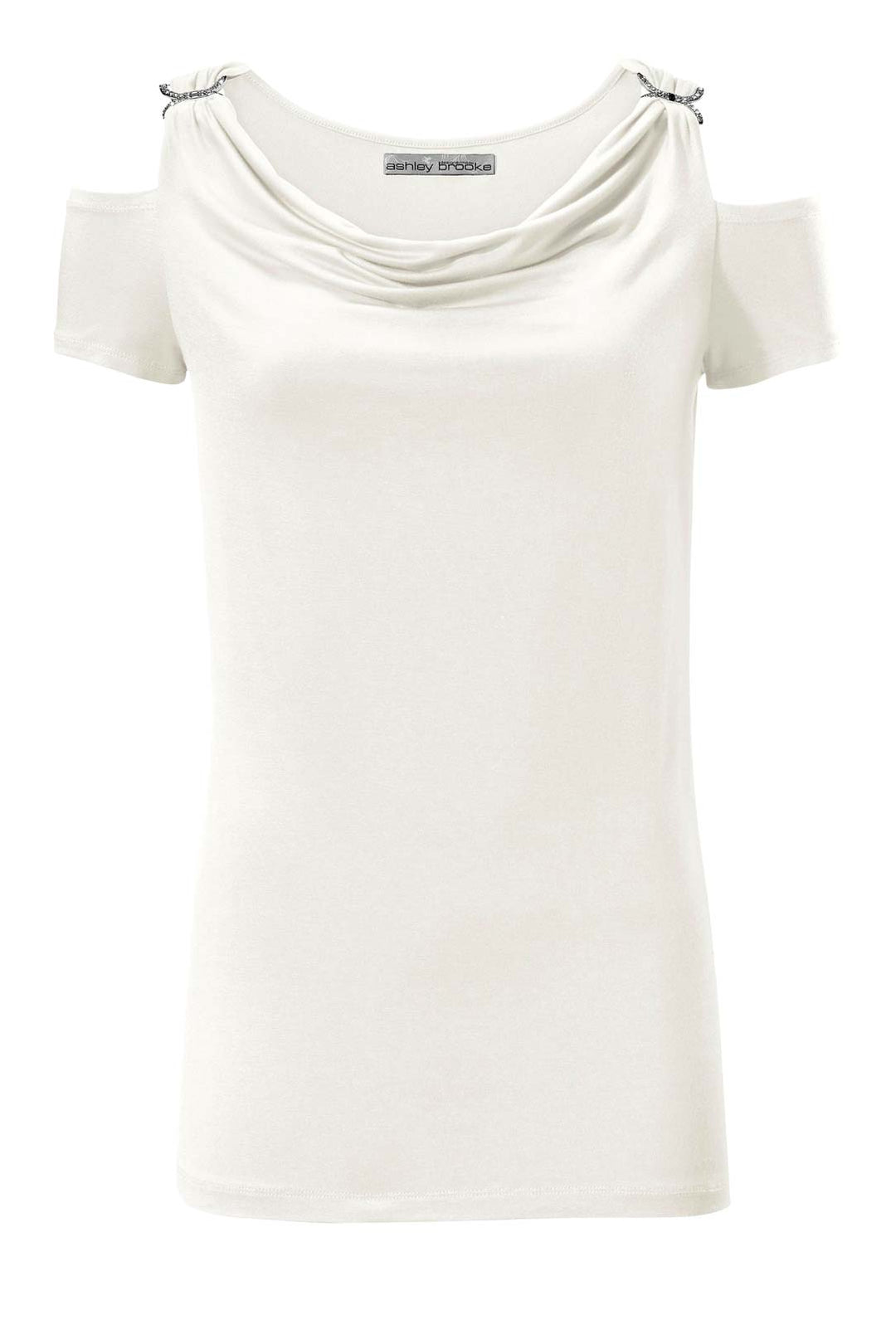 Ashley Brooke Damen Designer-Wasserfallshirt mit Strass, offwhite