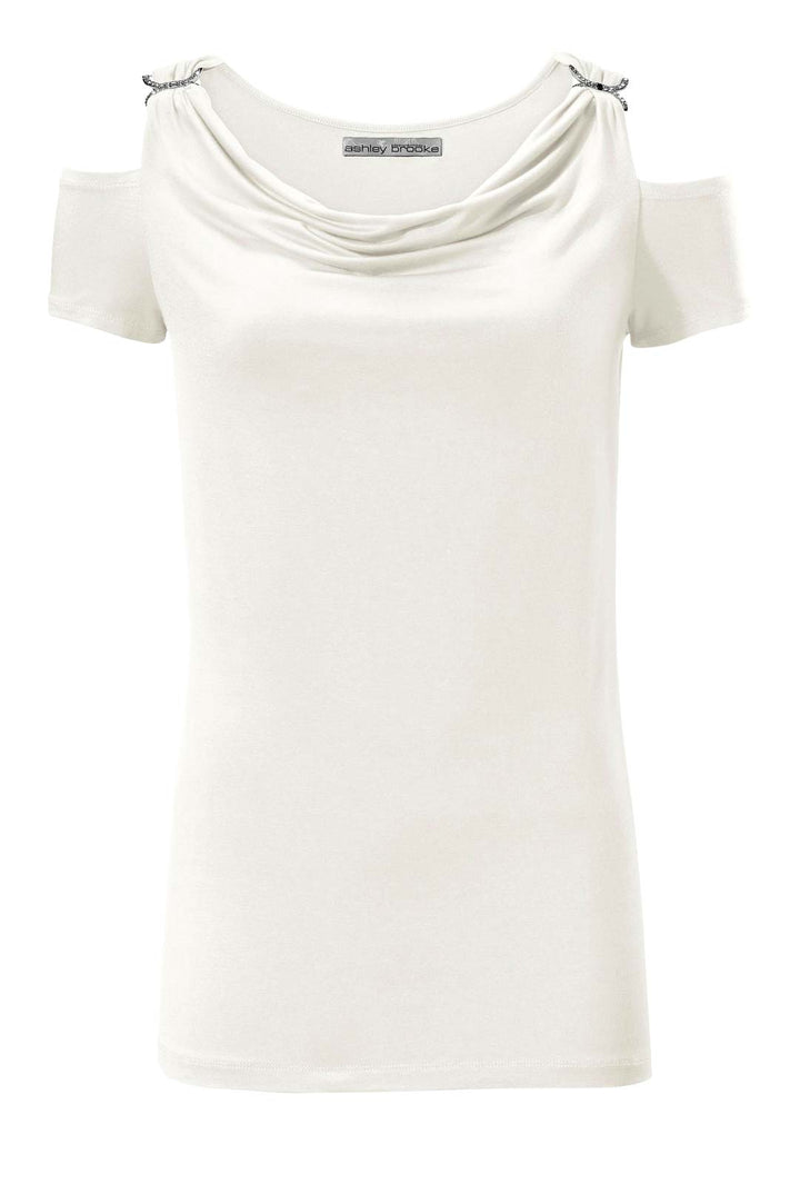 Ashley Brooke Damen Designer-Wasserfallshirt mit Strass, offwhite