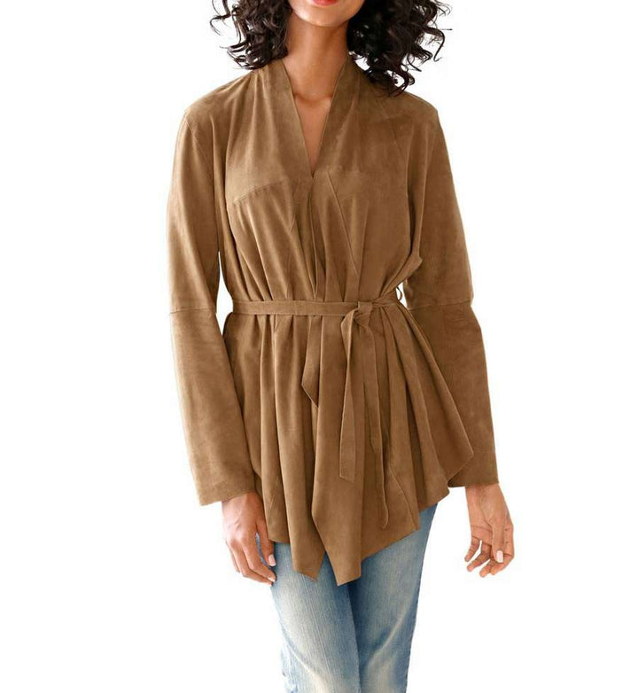 LINEA TESINI Damen Designer-Lederjacke, cognac
