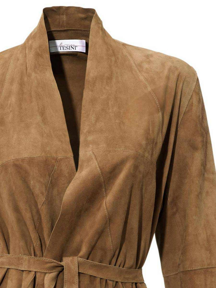 LINEA TESINI Damen Designer-Lederjacke, cognac